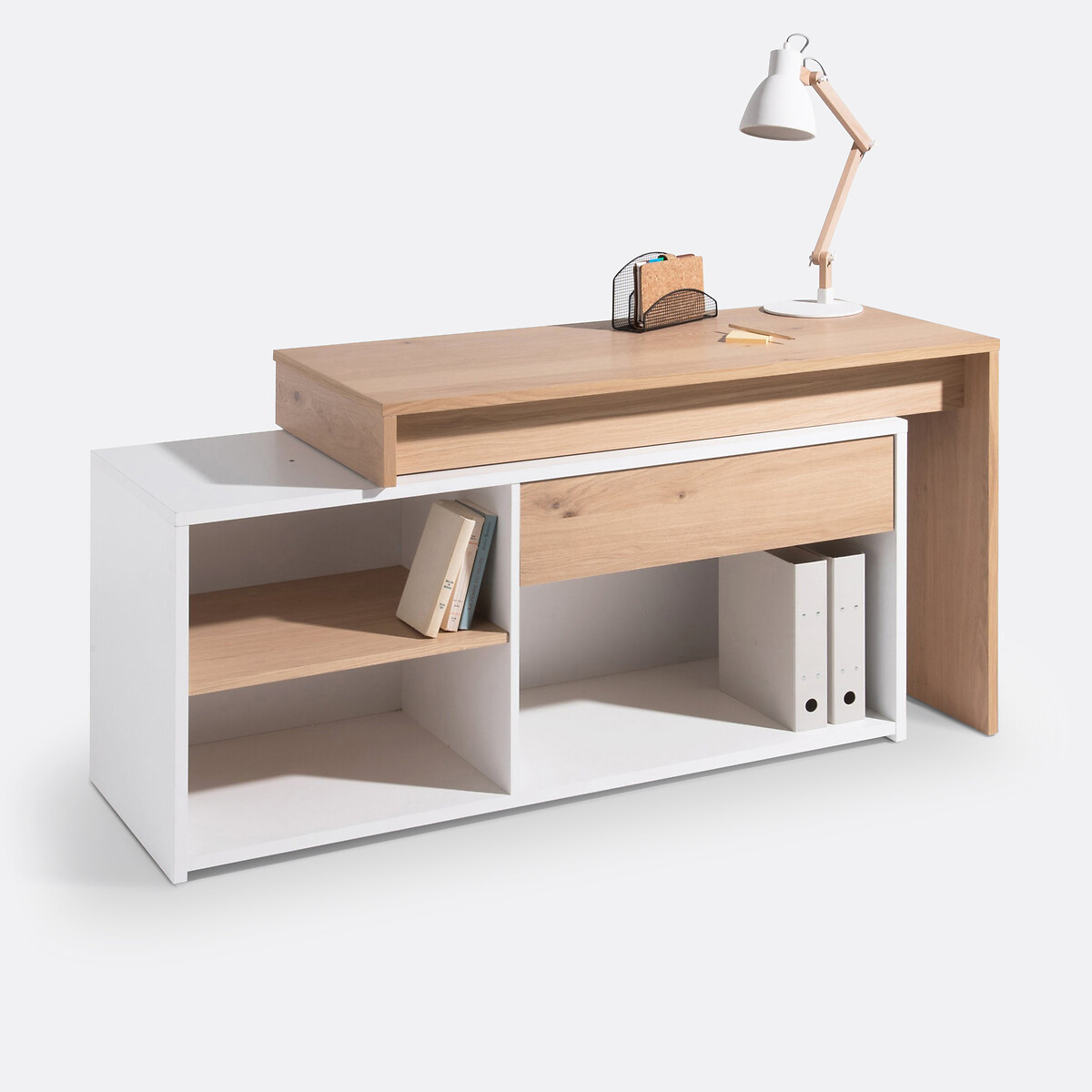 Bureau d'angle modulable, MADDO chêne/blanc, LA REDOUTE INTERIEURS