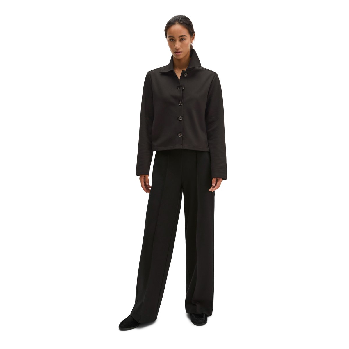 Veste en jersey, coupe regular, courte en interlock doux noir, MARC O'POLO