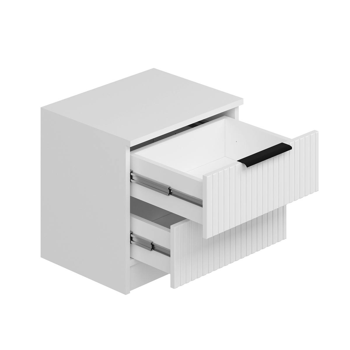 Chevet design 2 tiroirs rainurés BYRON blanc, PIER IMPORT