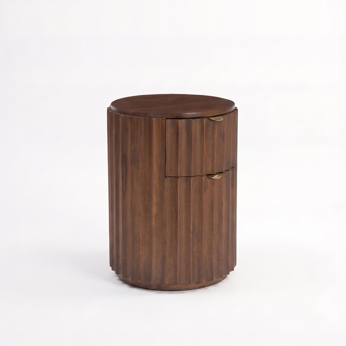 Table d'appoint en bois de manguier finition noyer, 2 tiroirs - LIVIO marron foncé, MAISON PAVANE