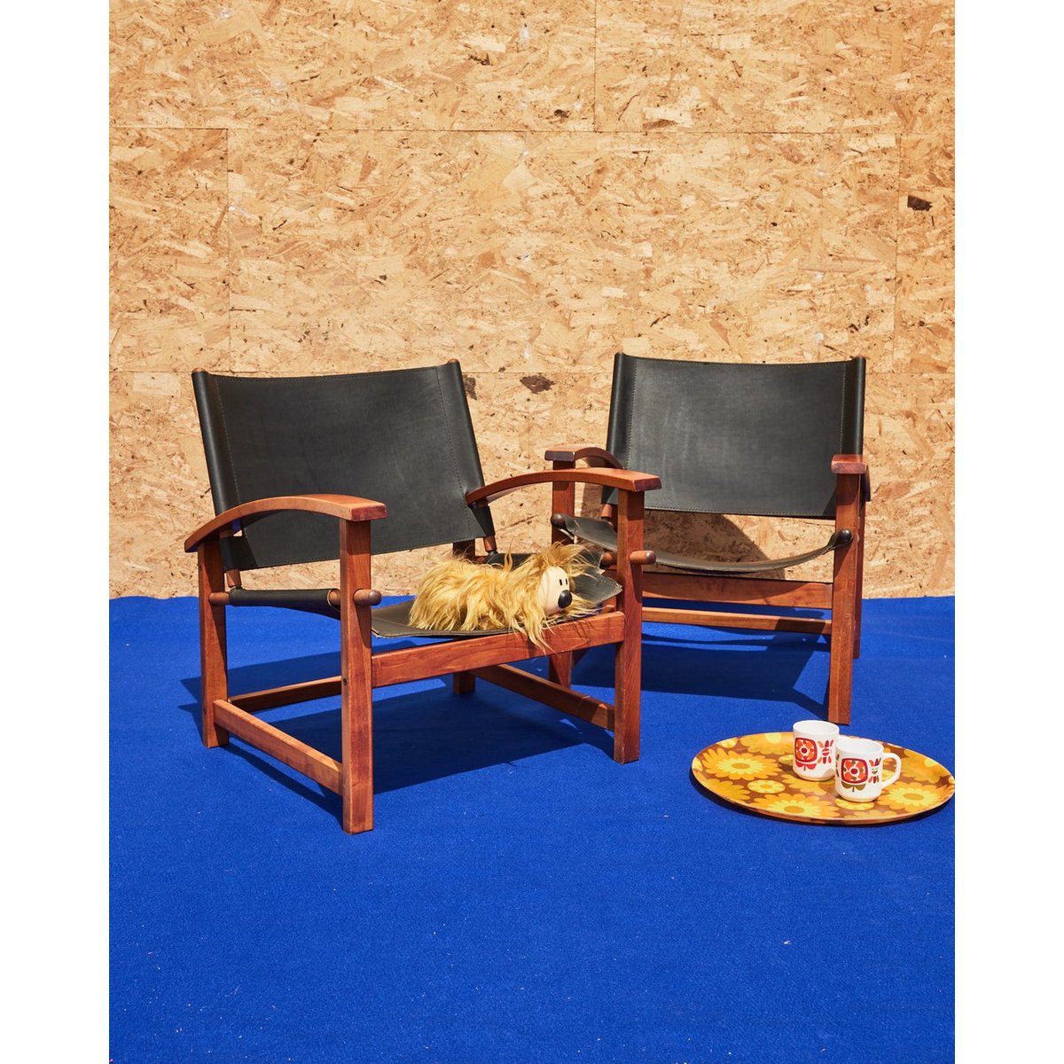 Paire de fauteuils designer en cuir Jakob N°1273 - Bon état bois foncé, DEBONGOUT