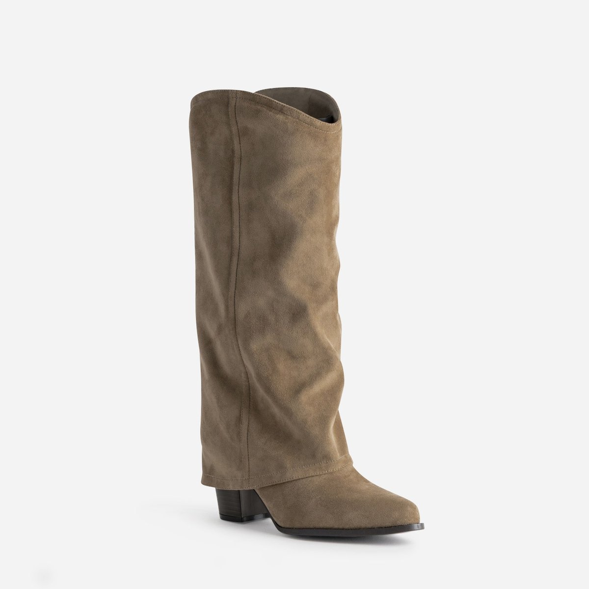 Botte À Talon en cuir MINA taupe, TEXTO