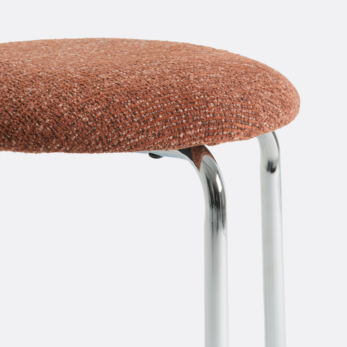 Tabouret en métal fer chromé et tissu chiné, AVINO chrome/rouge, LA REDOUTE INTERIEURS