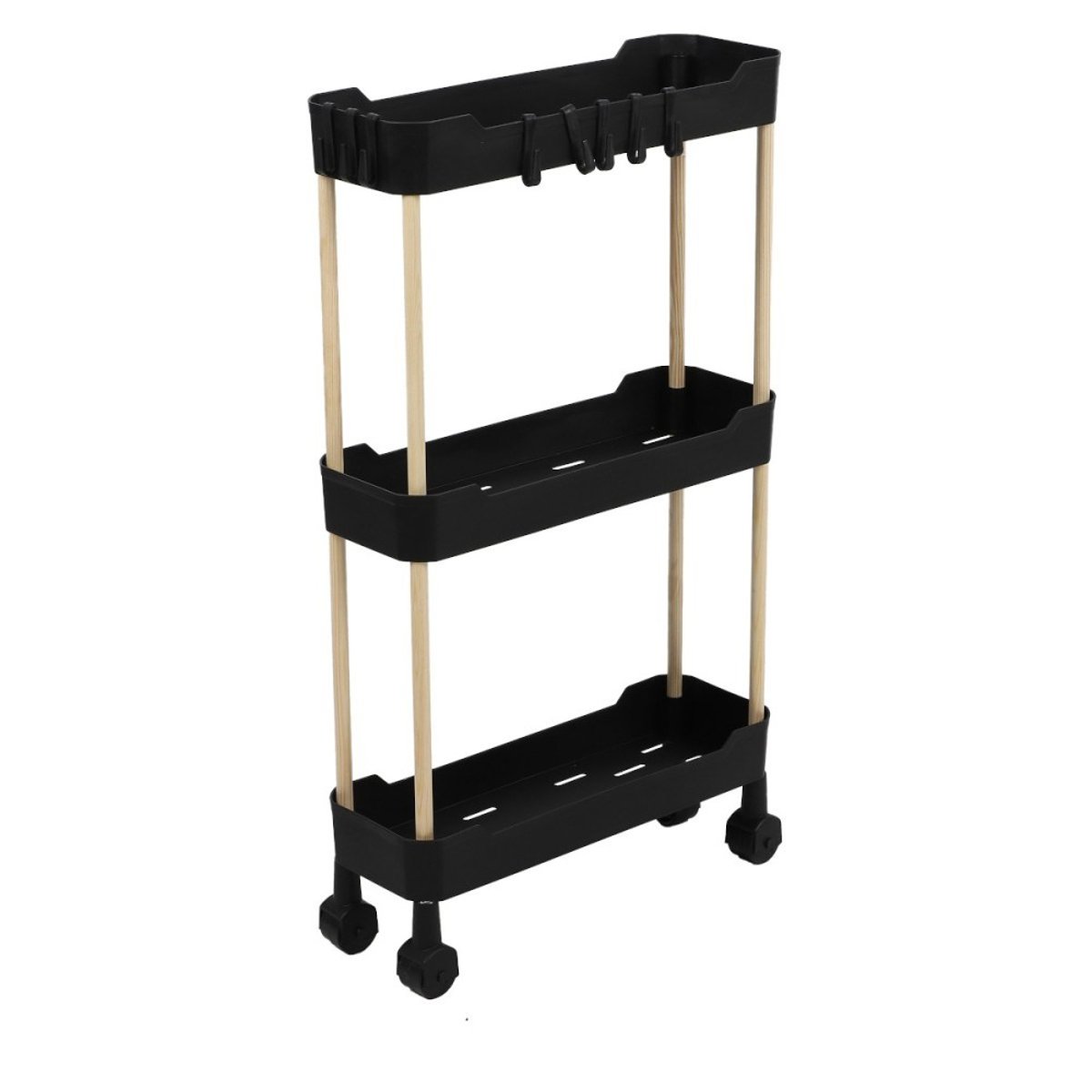 Desserte à roulettes 3 niveaux pour espaces étroits noir, DECORATIE