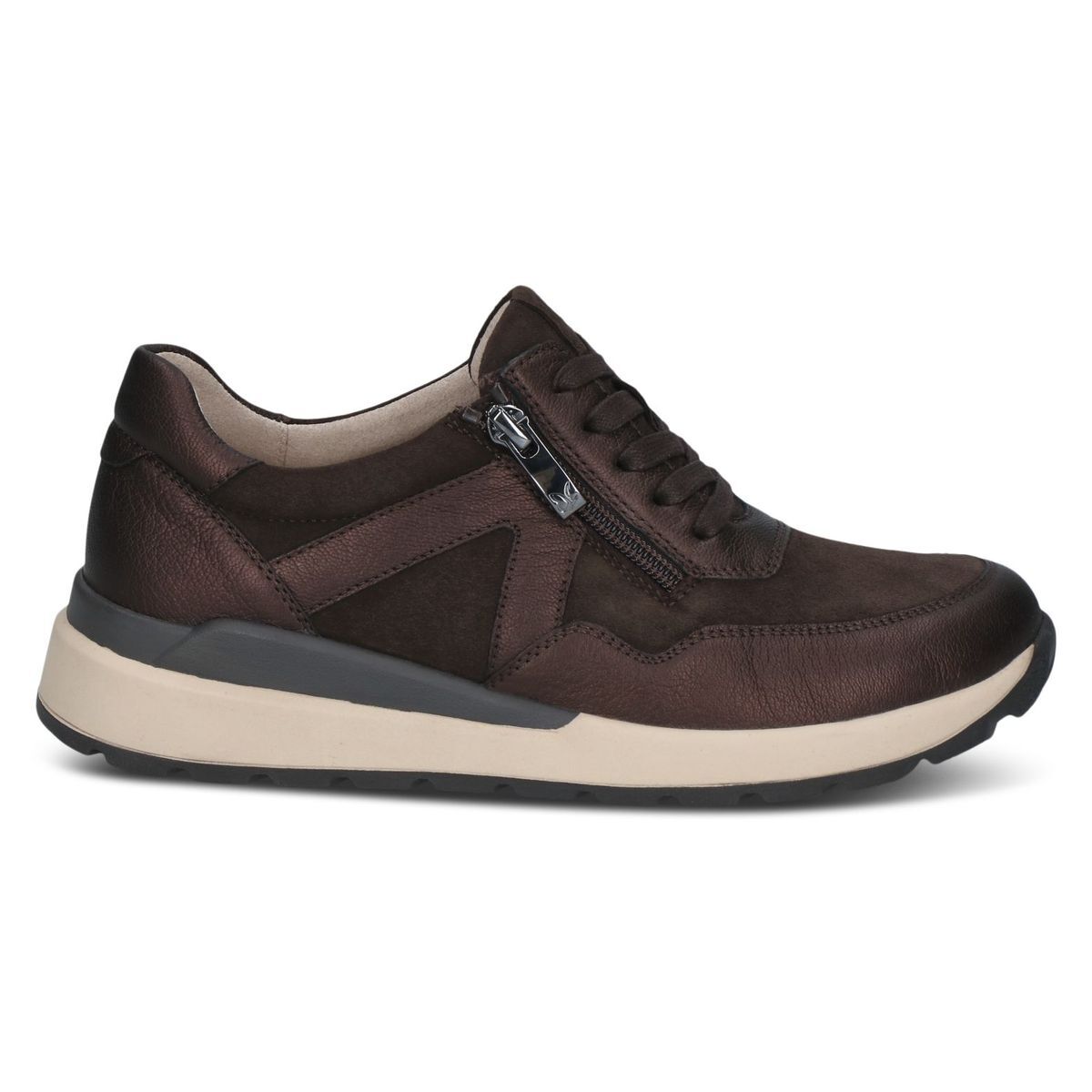 Basket en cuir marron foncé combiné, CAPRICE