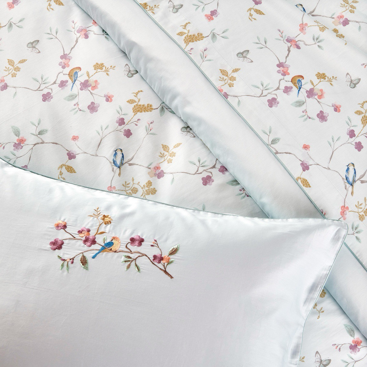 Taie D'oreiller   Satin De Coton - JARDIN SUSPENDU motifs, TRADITION DES VOSGES