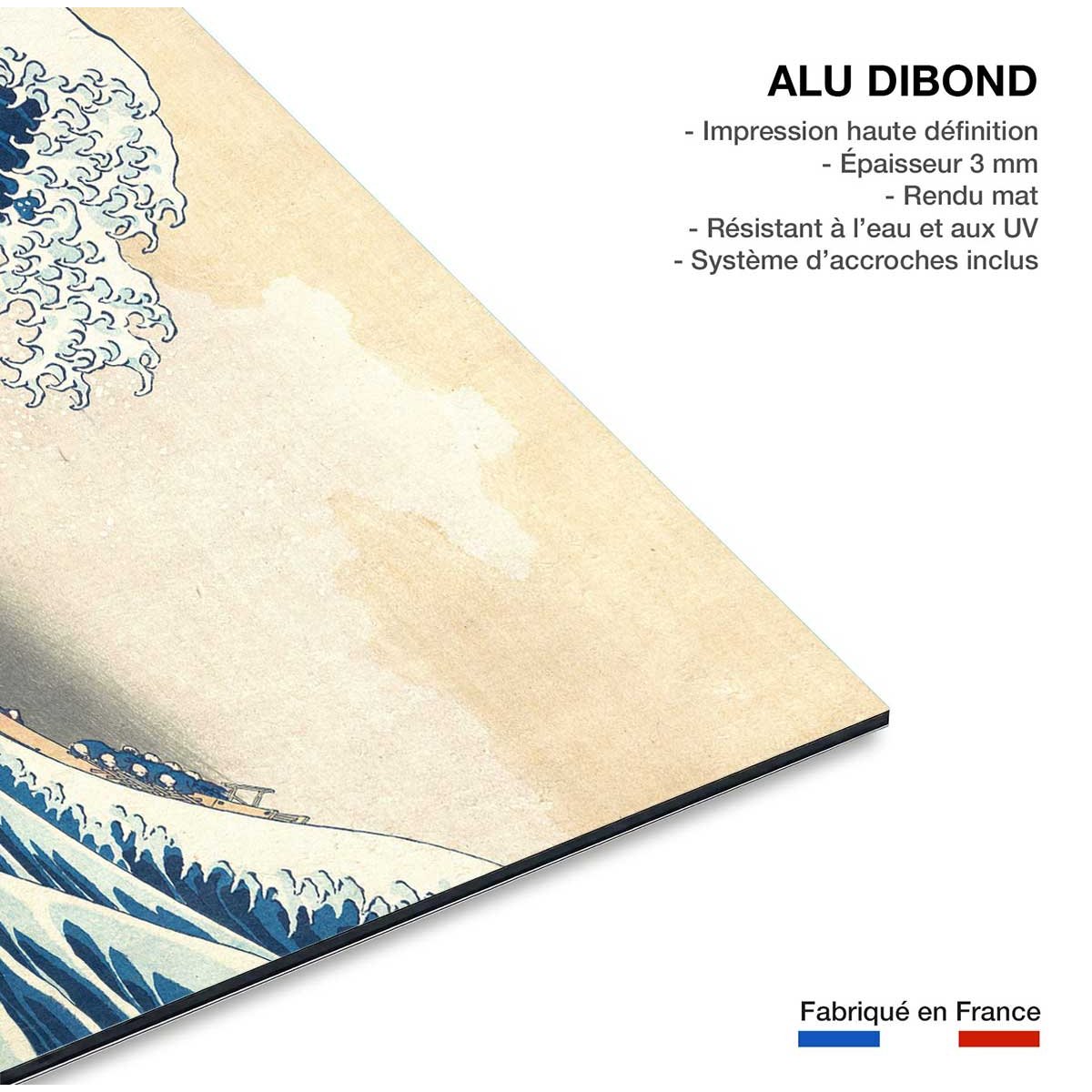 Tableau reproduction d'art La vague de Kanagawa par Hokusai tableau alu dibond, HEXOA
