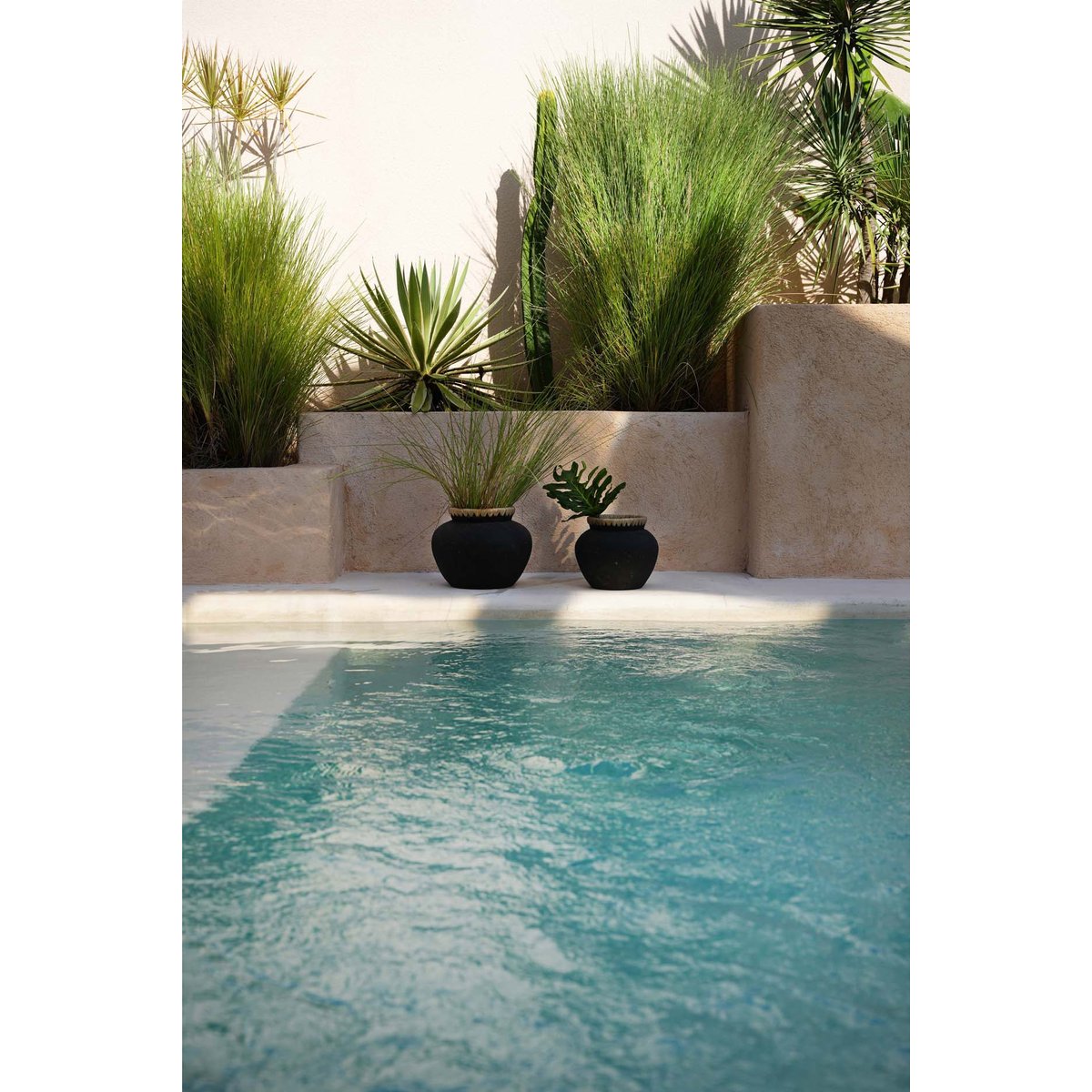 Vase en terre cuite et raphia STYLY noir beige, BAZAR BIZAR