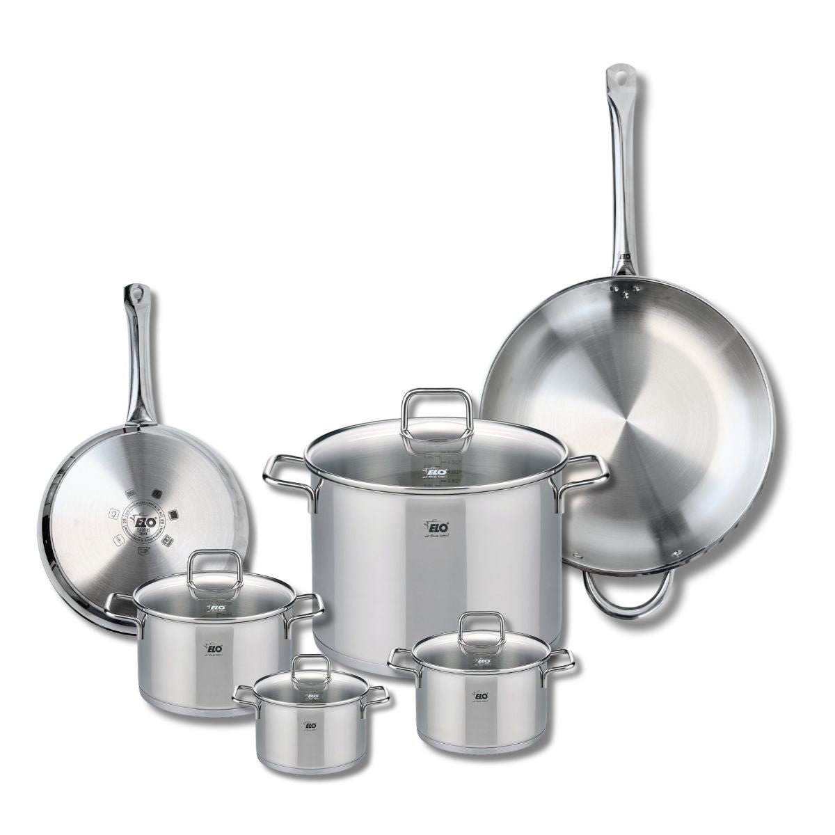 2 poêles 24/32cm + 4 faitouts 12/14/16/26cm PROFI CITRIN gris, ELO