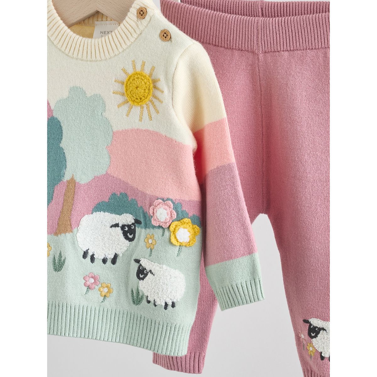 Pull en maille et legging bébé, 2 pièces scène du mouton rose, NEXT