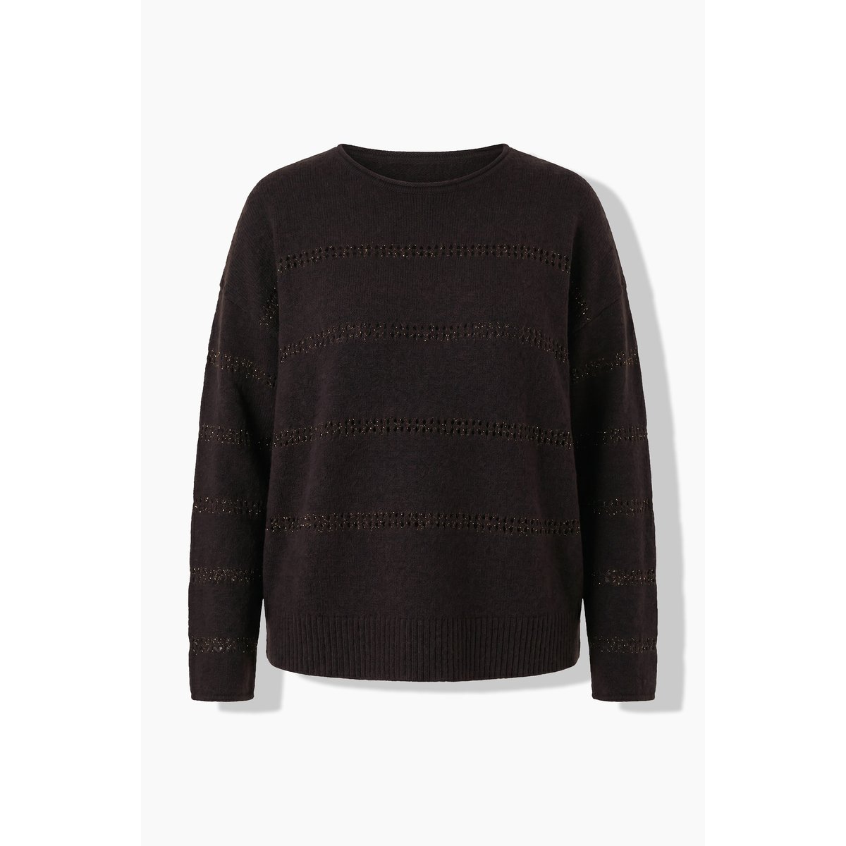Pull avec bandes ajourées scintillantes acajou, ULLA POPKEN