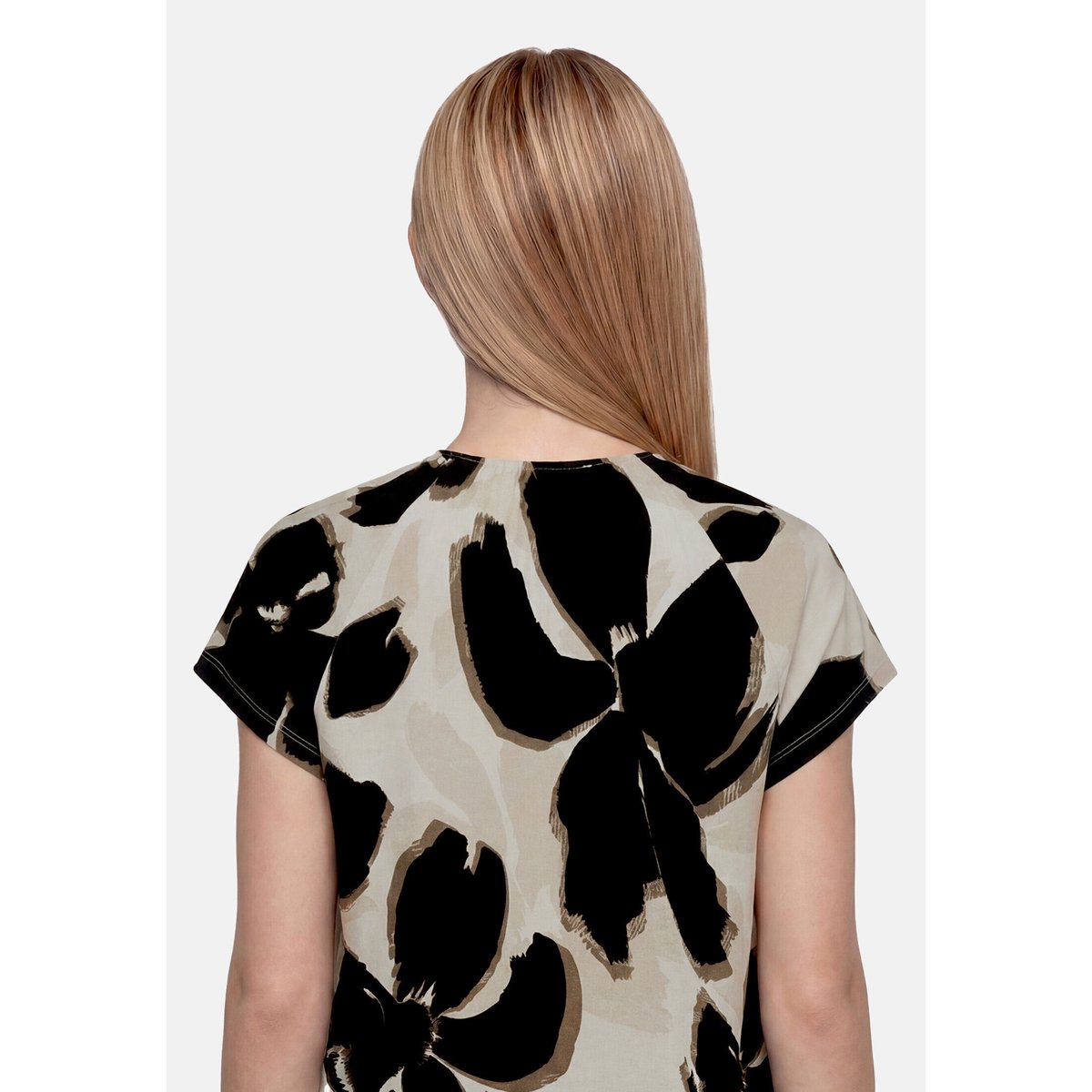 Haut imprimé à élastique beige/noir, BETTY BARCLAY