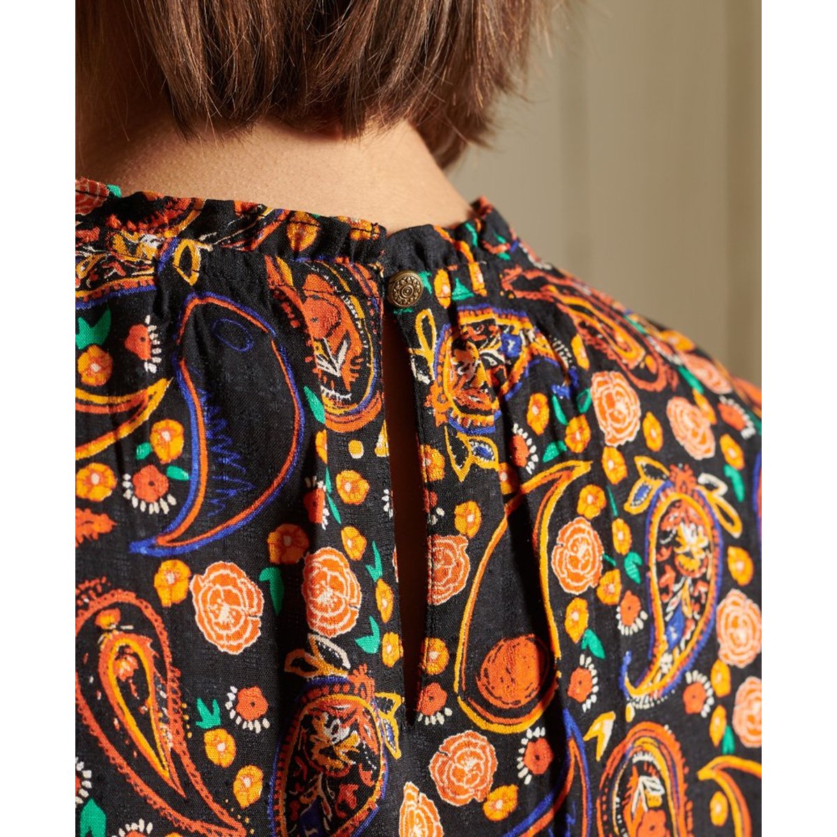 Haut tissé à manches longues imprimé cachemire multicolore, SUPERDRY