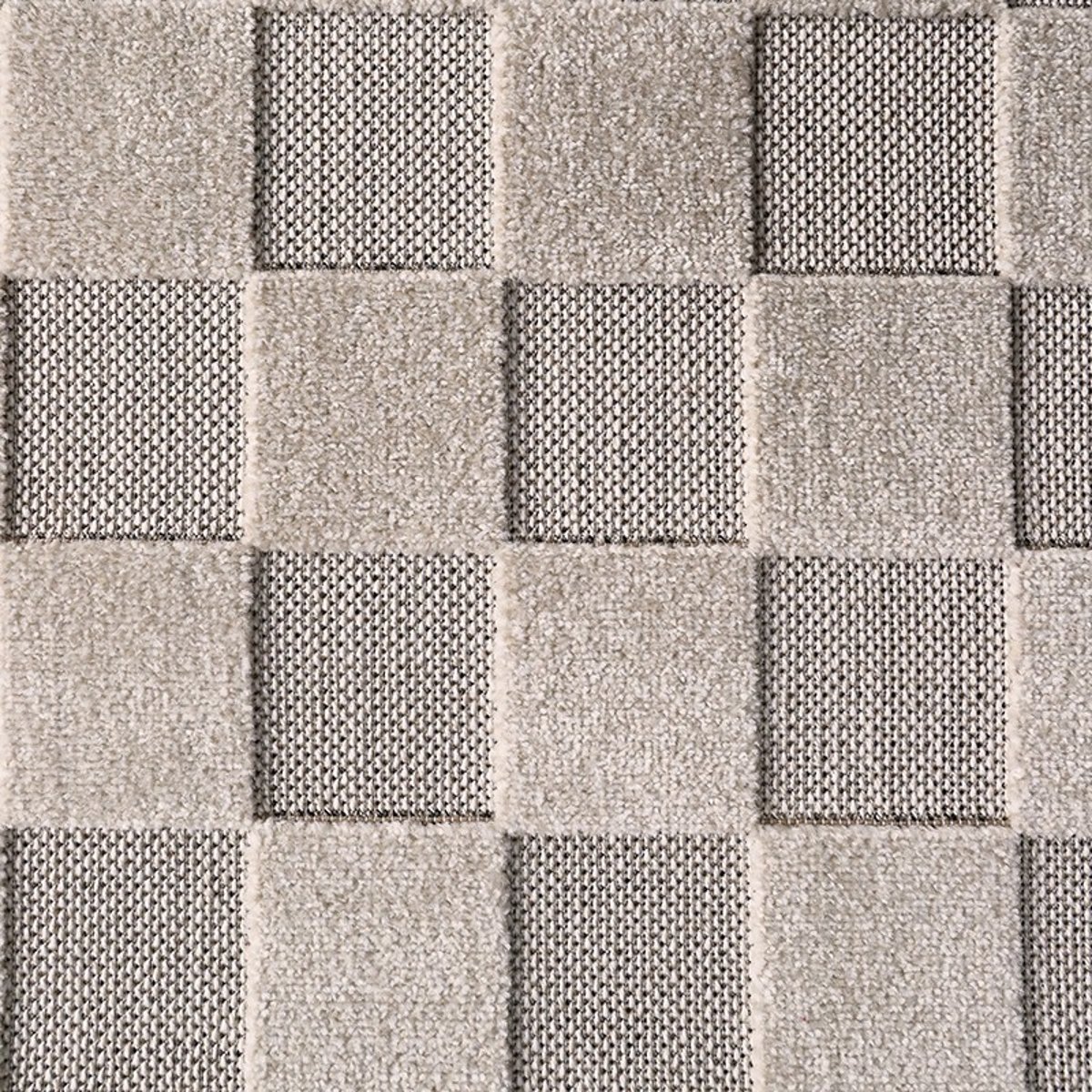 Tapis contemporain design damier DAMAS ecru beige, NATTIOT