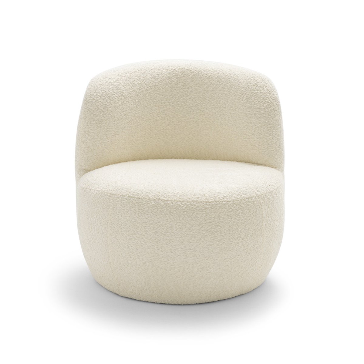 Fauteuil rond en tissu bouclette- MO blanc, DRAWER