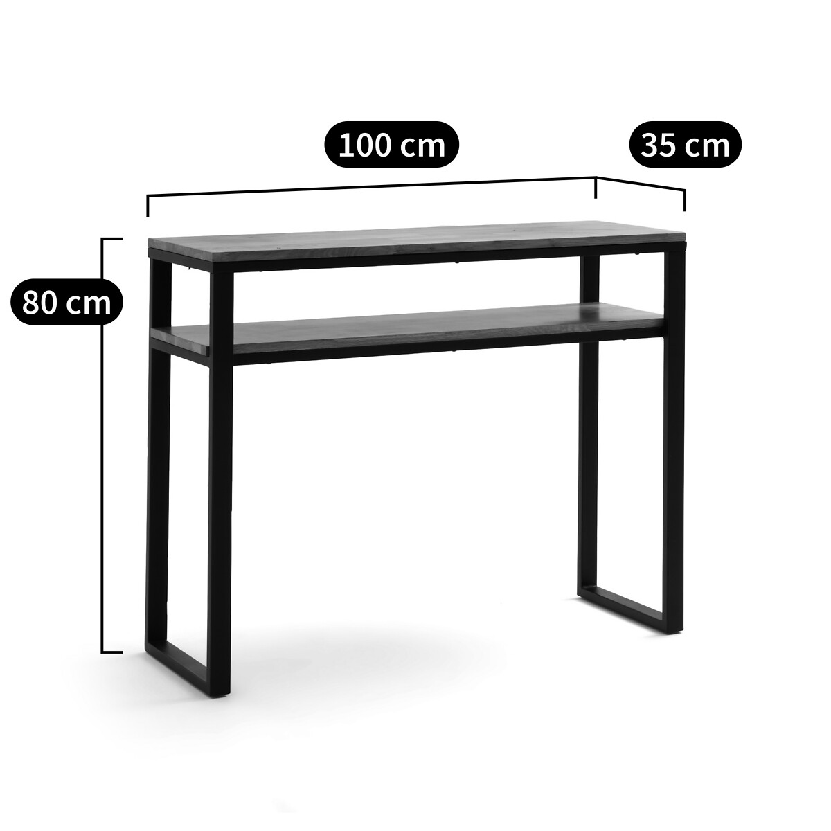 Console con 2 ripiani, rovere massello e acciaio, Hiba naturale , LA REDOUTE INTERIEURS