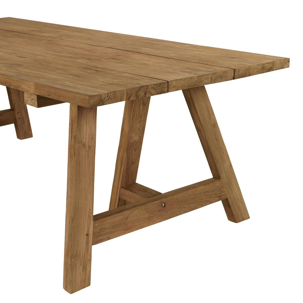 Table de jardin pieds tréteaux teck recyclé naturel 220 cm MANY bois naturel, PIER IMPORT