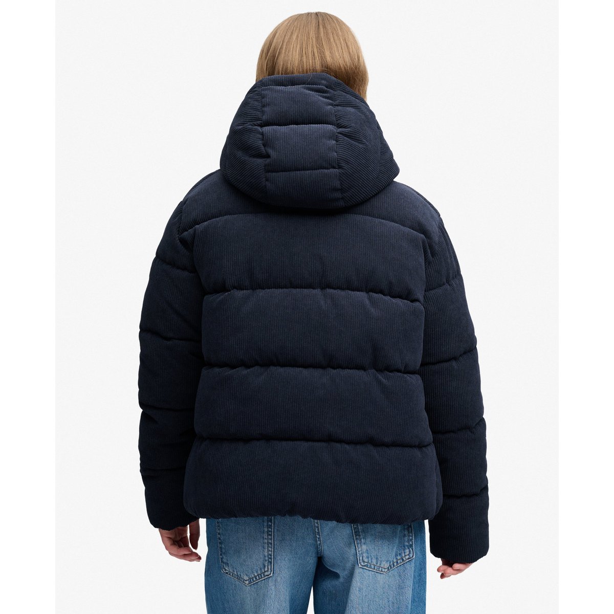 Doudoune à Capuche en Velours Premium bleu marine éclipse, SUPERDRY