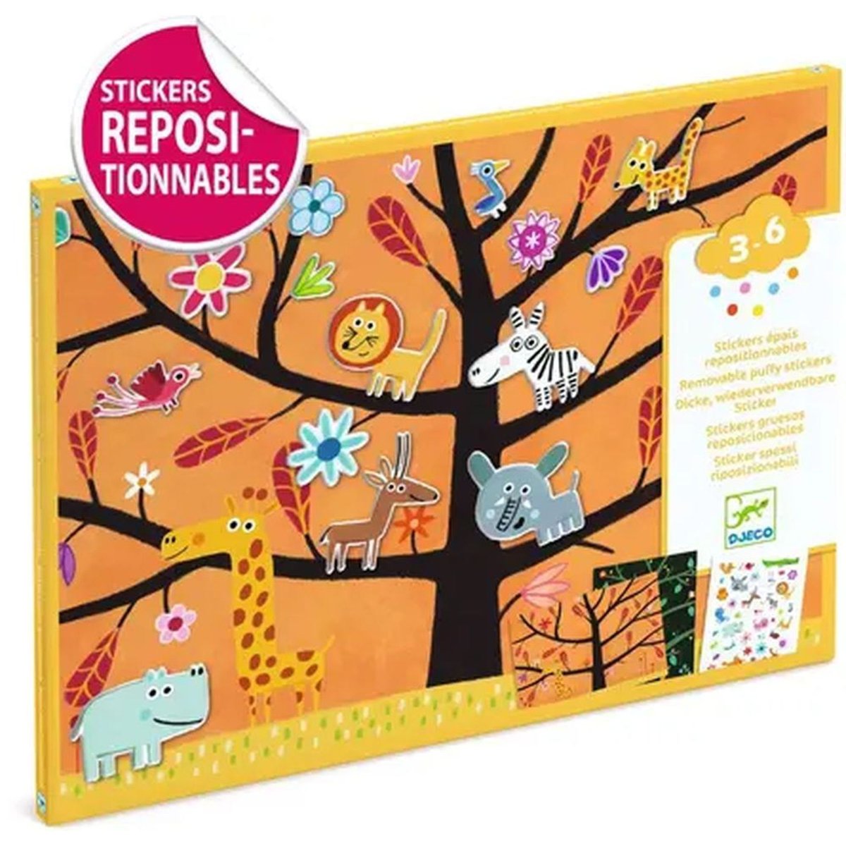 Pochette de stickers repositionnables orange, DJECO