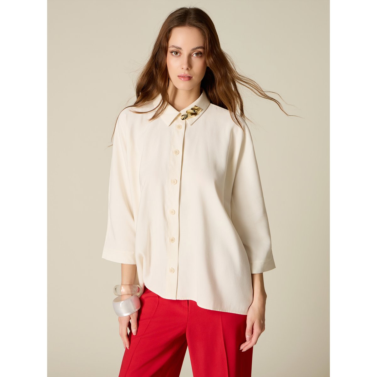 Chemise avec broche métallique blanc, OLTRE