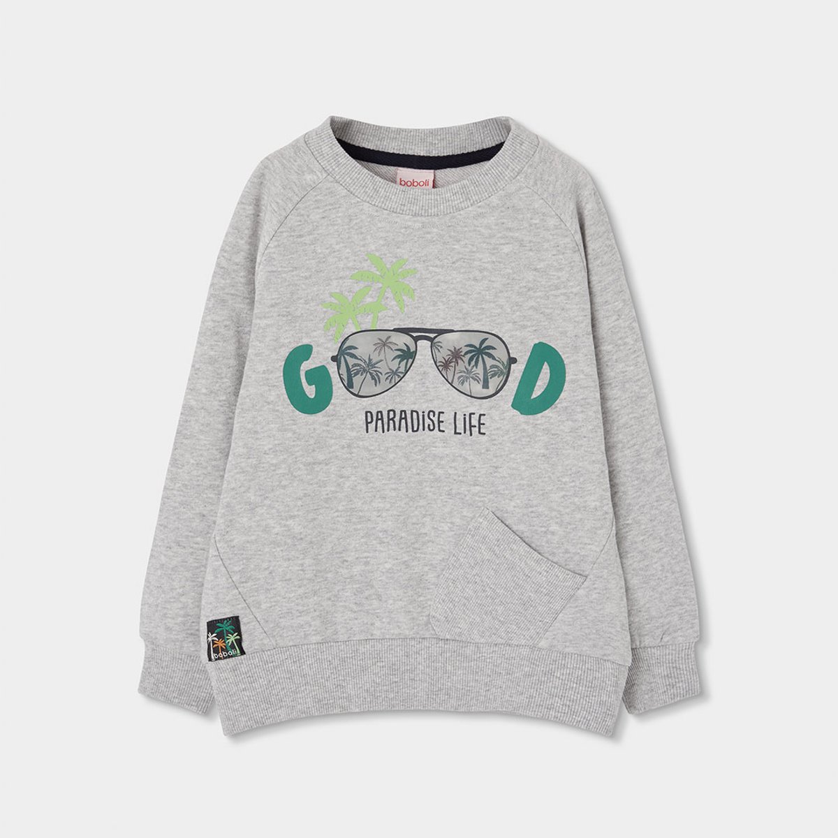 Sweat-shirt en molleton garçon gris, BOBOLI