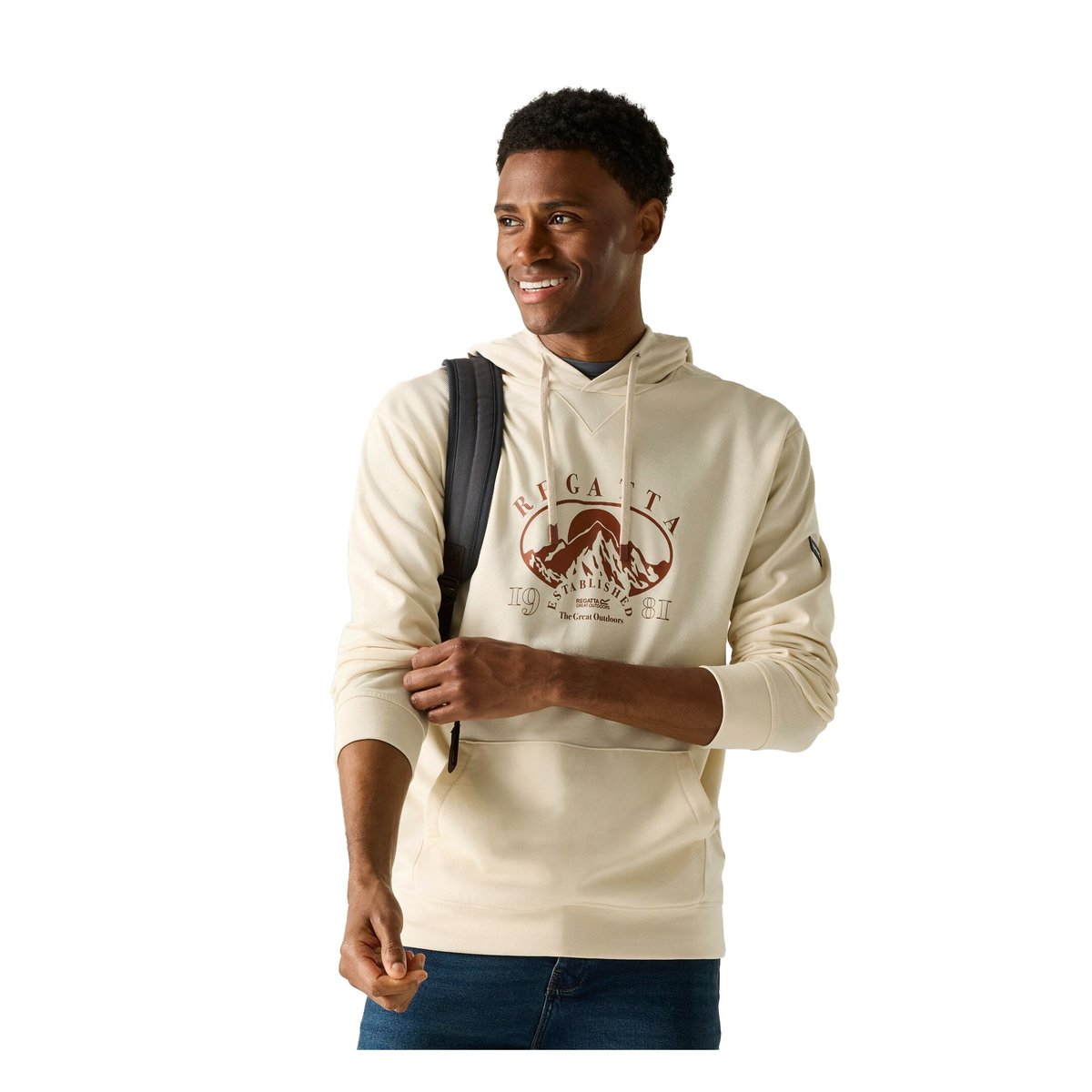 Sweat à capuche motif/style montagne CLINE blanc / brique, REGATTA
