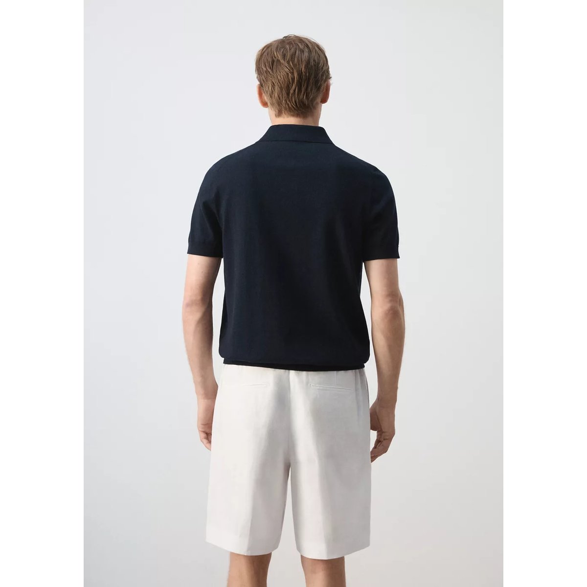 Polo 100 % coton maille fine bleu nuit, MANGO MAN