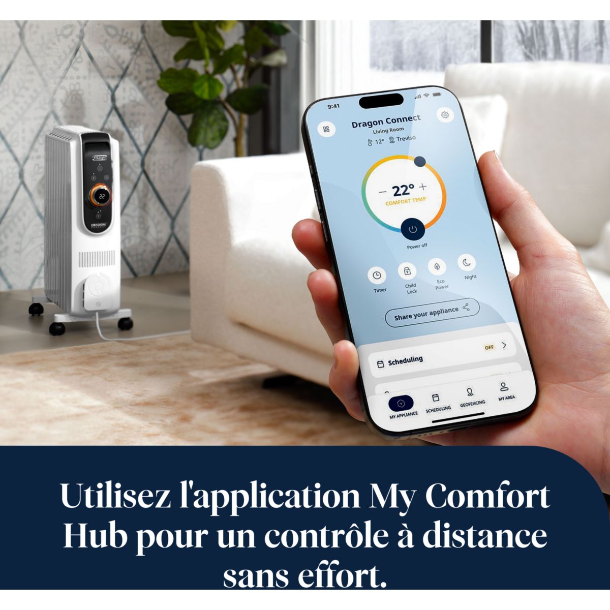 Chauffage Bain d'huile TRD51025 WIFI couleur unique, DELONGHI