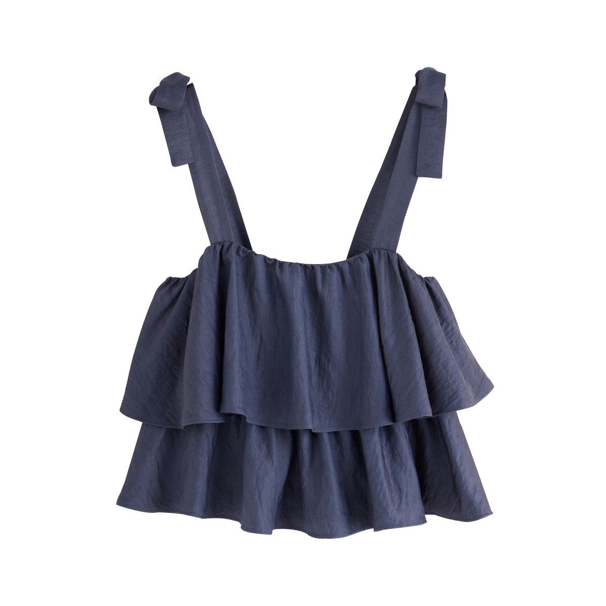 Top à bretelles nouer avec volants bleu acier, NEXT