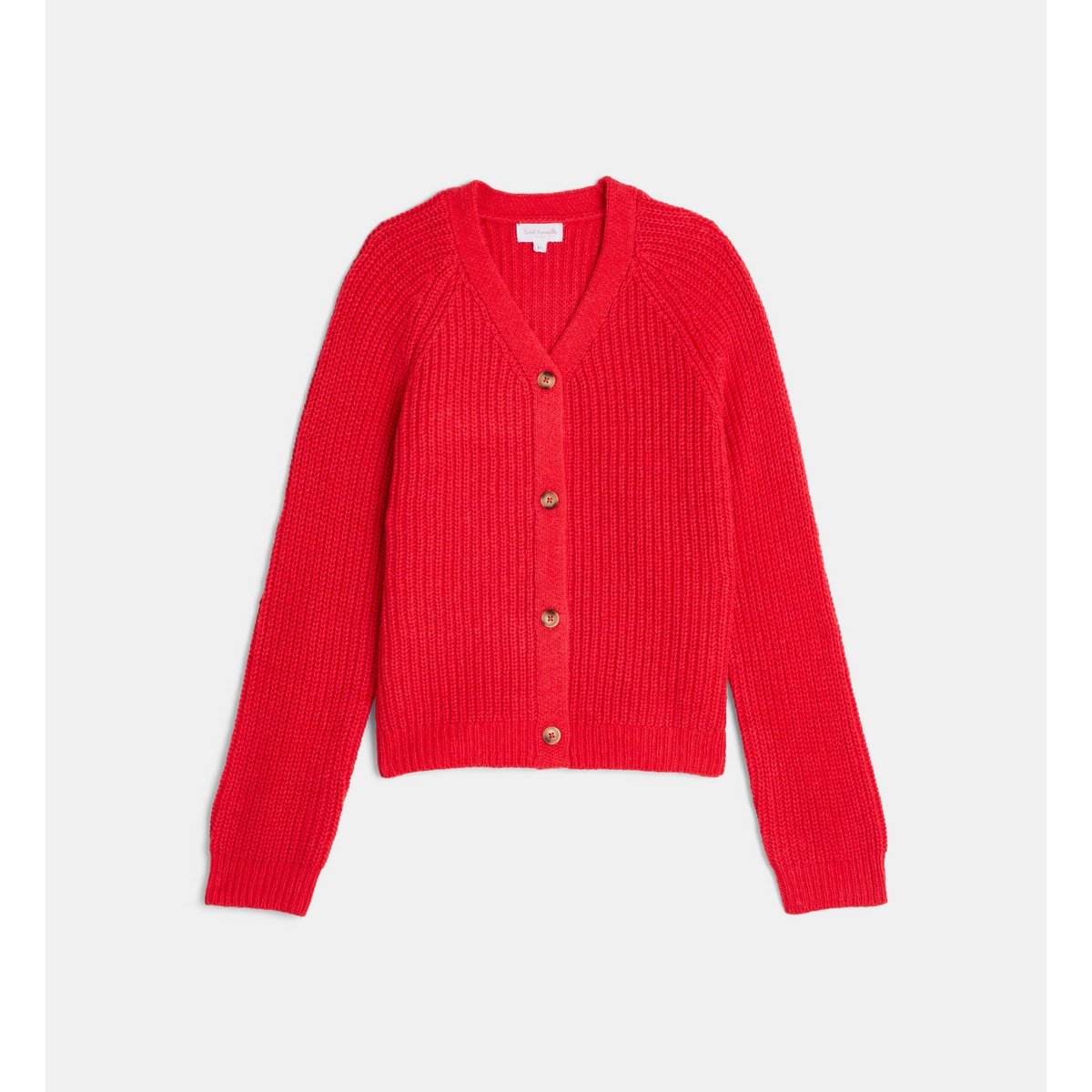 Gilet tabelinda col v et boutons rouge, CADET ROUSSELLE