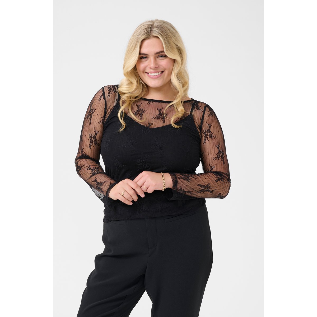 T-shirt à manches longues noir black deep, KAFFE CURVE