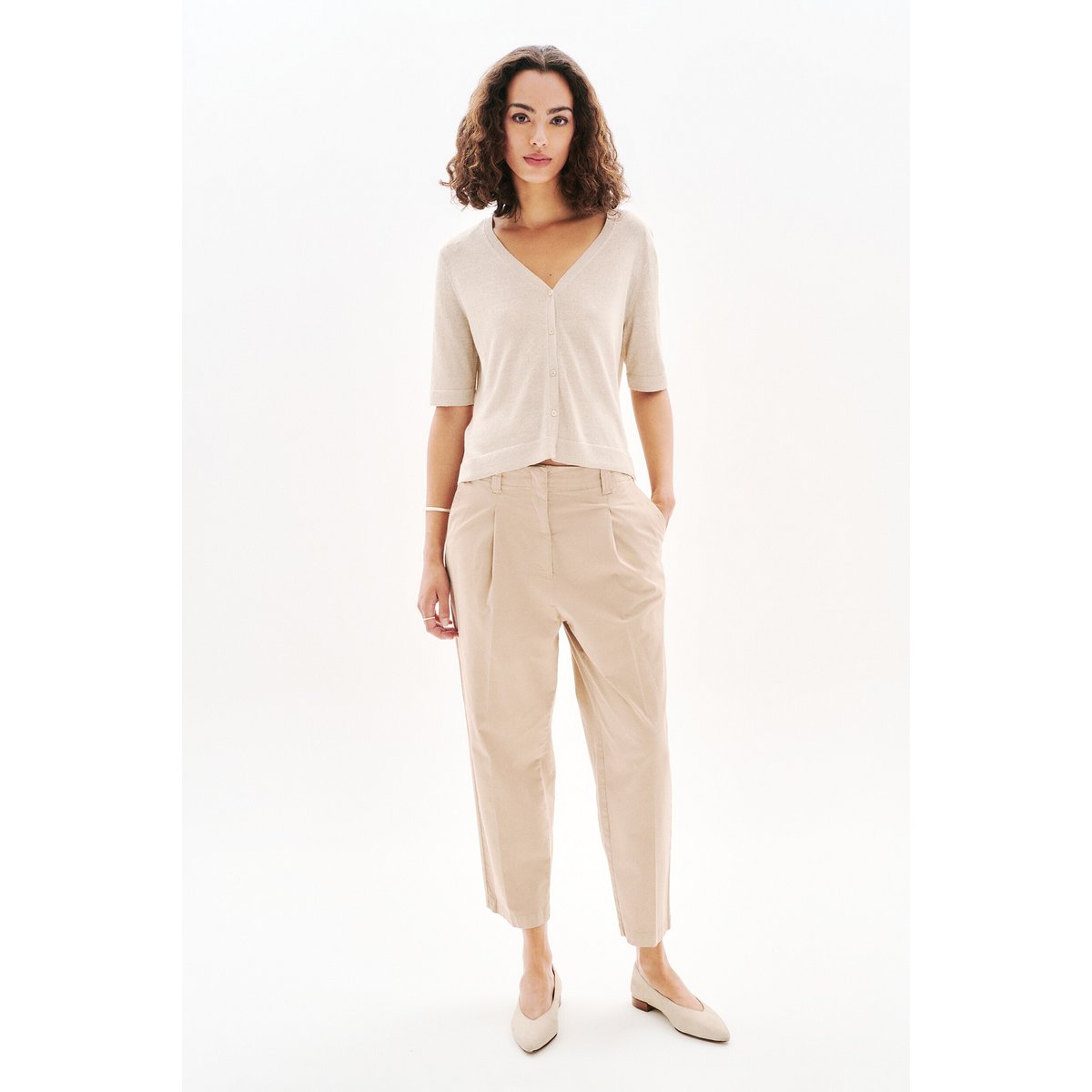Pull droit en lin MILLY sable, CAROLL