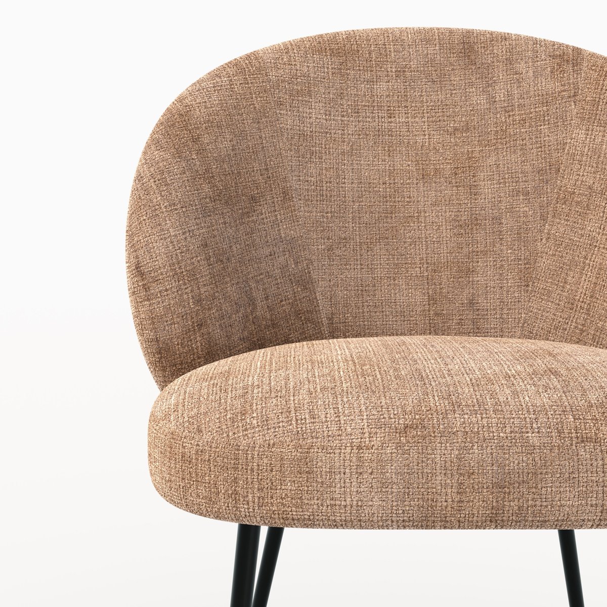 Chaise en velours chenillé, pieds en métal - BLOOMY marron, MAISON PAVANE