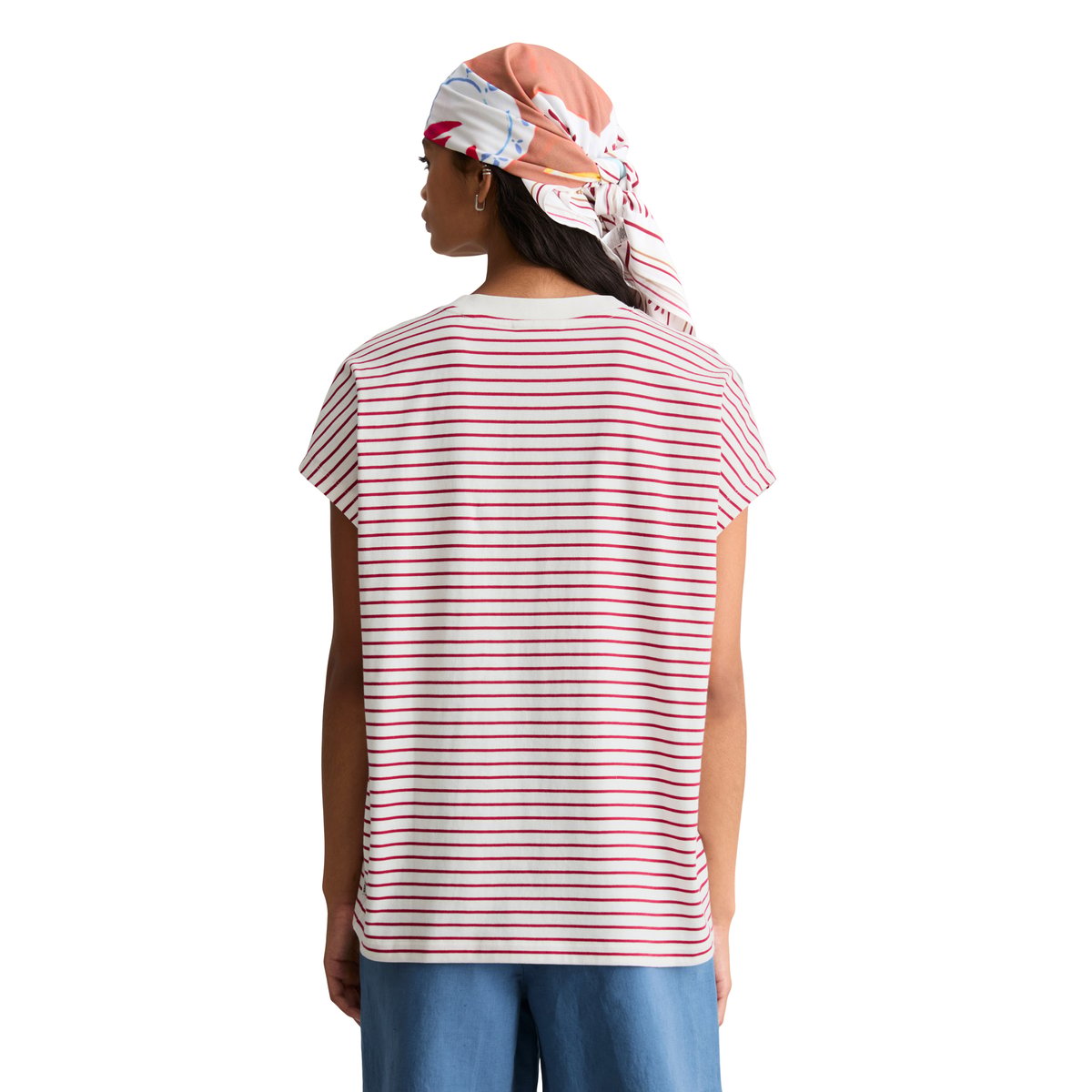 T-shirt à rayures relaxed en jersey simple de coton rouge, MARC O’POLO DENIM