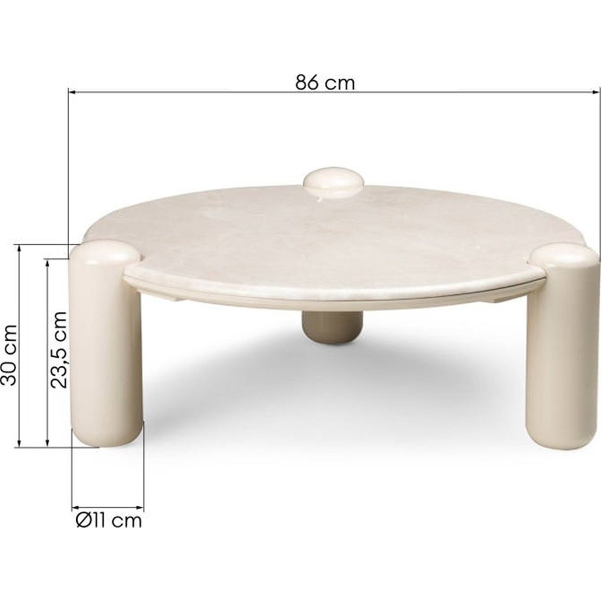 Table basse ronde effet marbre collection NORREL beige clair effet marbre brillant, RECOLLECTION