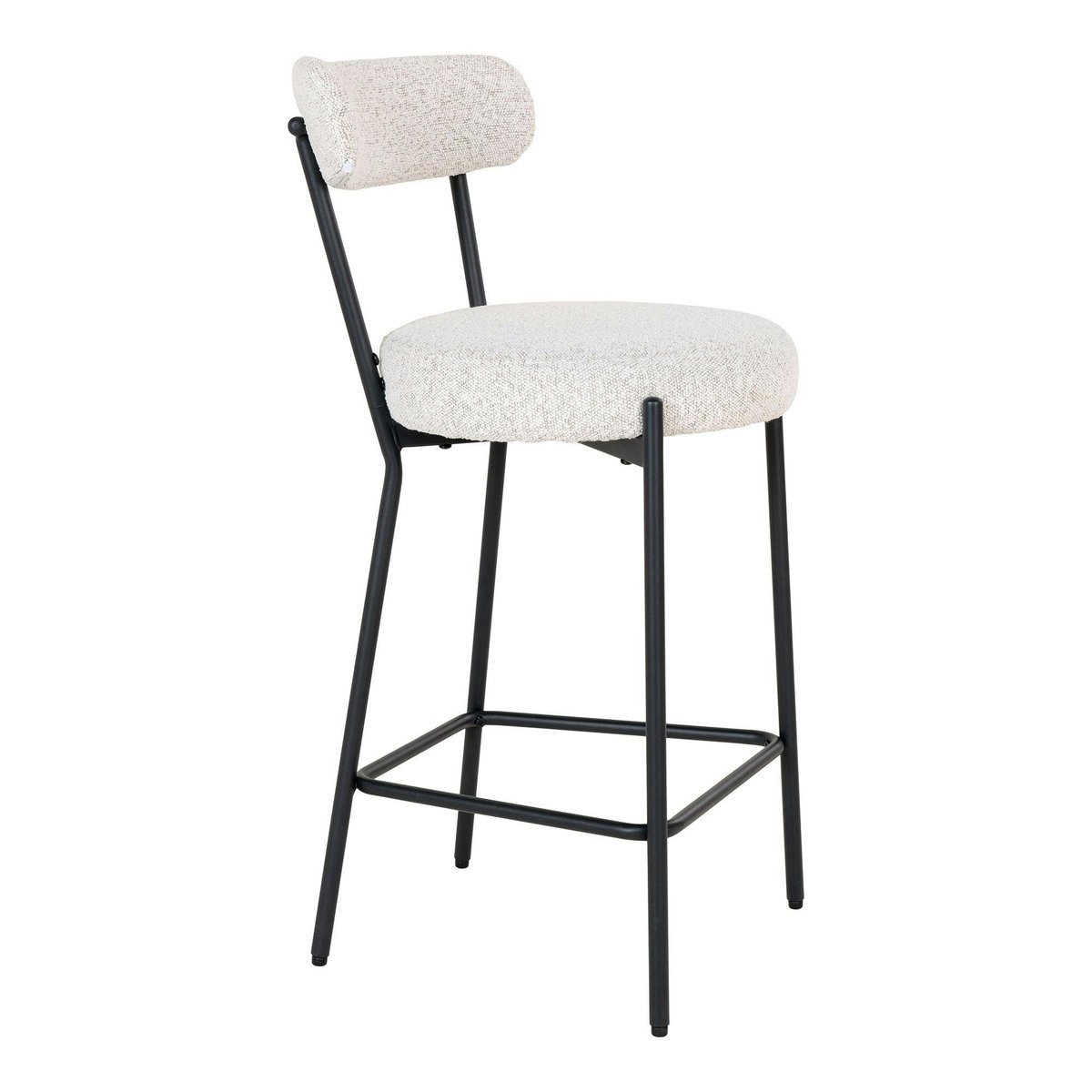 Chaise de bar moderne en tissu bouclette blanche (lot de 2) SAVONE ecru, PIER IMPORT