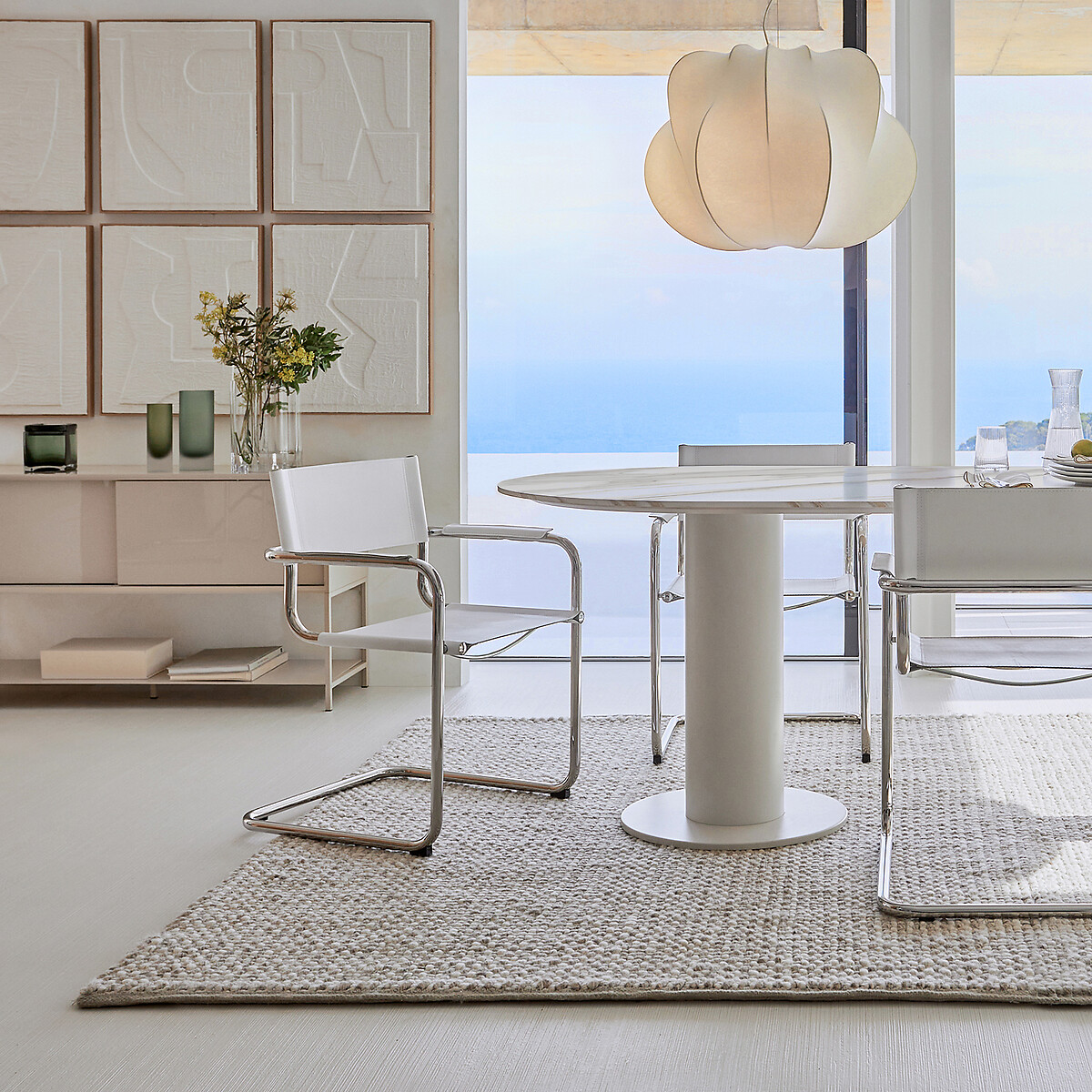 Tapis laine et jute, tissé main, Ishaan beige ficelle/écru, AM.PM