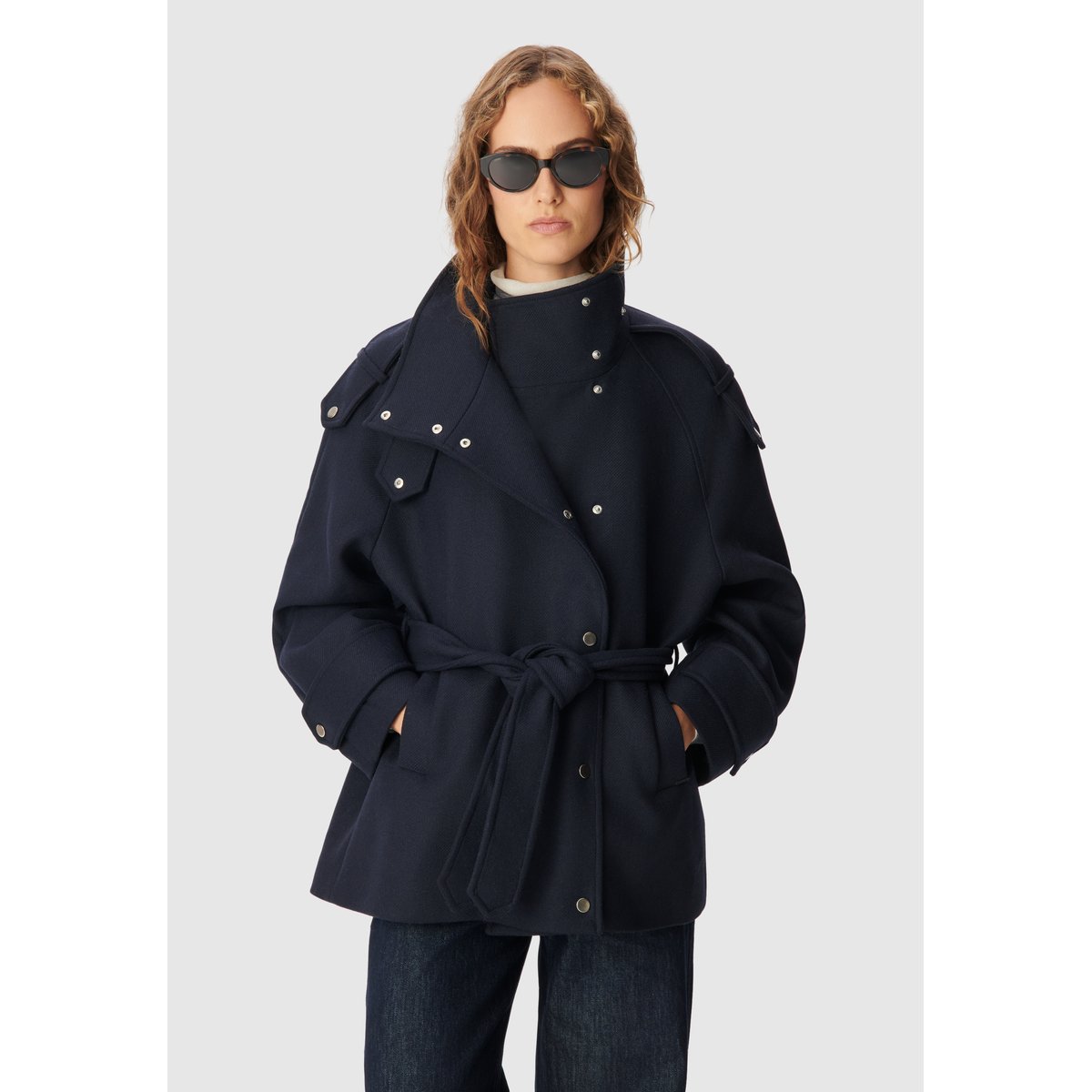 Manteau avec ceinture bleu marine, IKKS