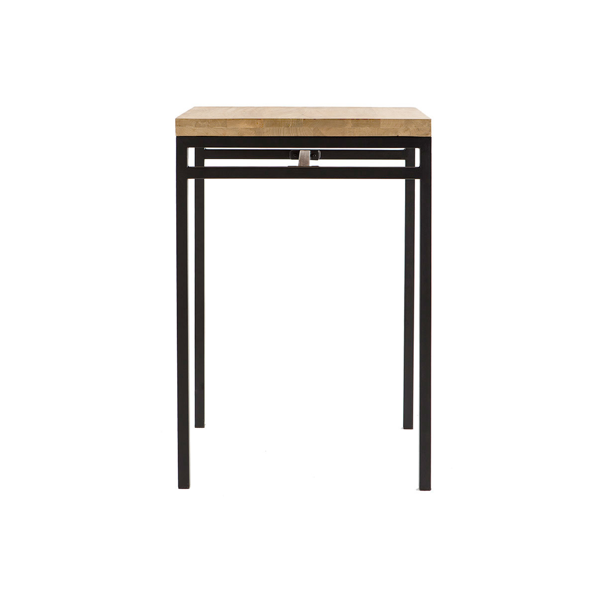 Table haute carrée en manguier massif et métal noir L70 cm YPSTER bois clair / noir, MILIBOO