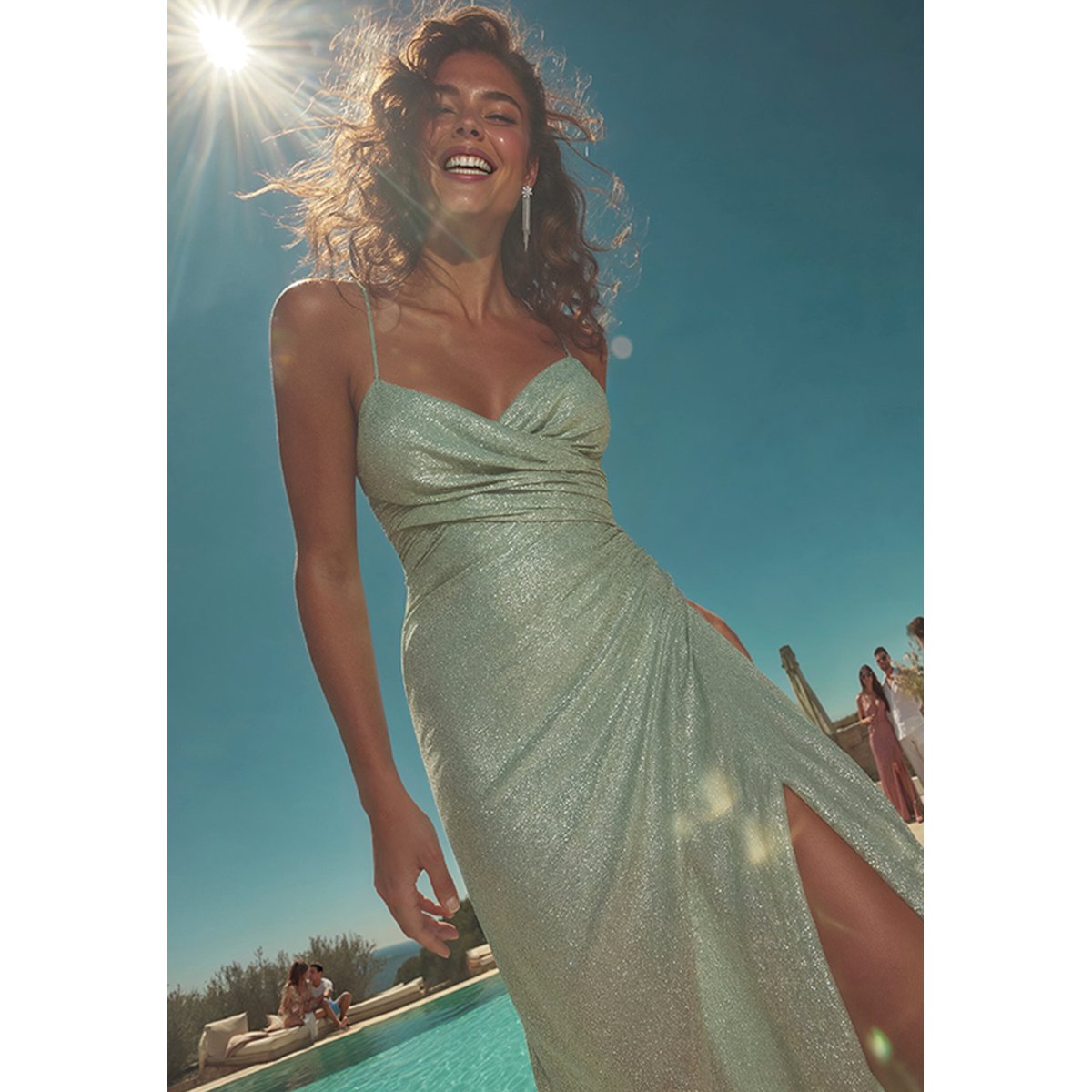 Robe de soirée au look scintillant green/green, VERA MONT