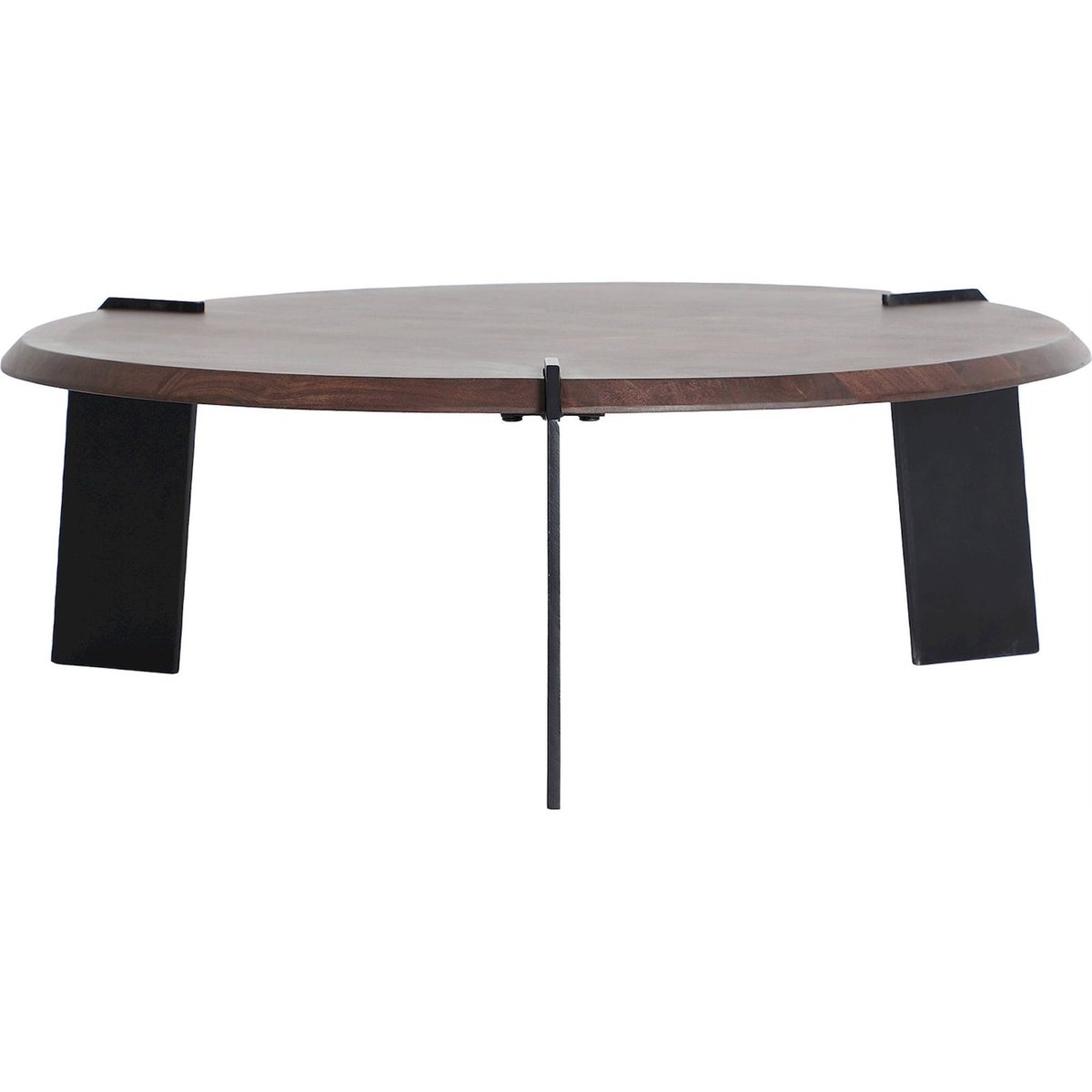 Table basse ronde en acacia et métal bois d'acacia marron et métal noir, RECOLLECTION