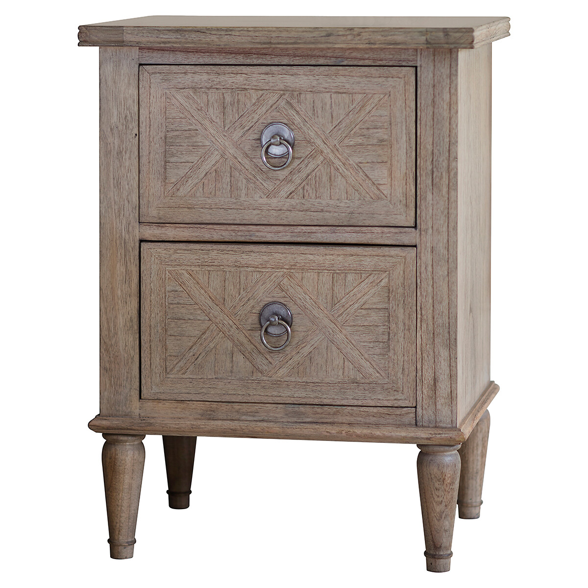 Nashik 2 Drawer Ash Wood Parquet Bedside Table natural, ÉDITÉ