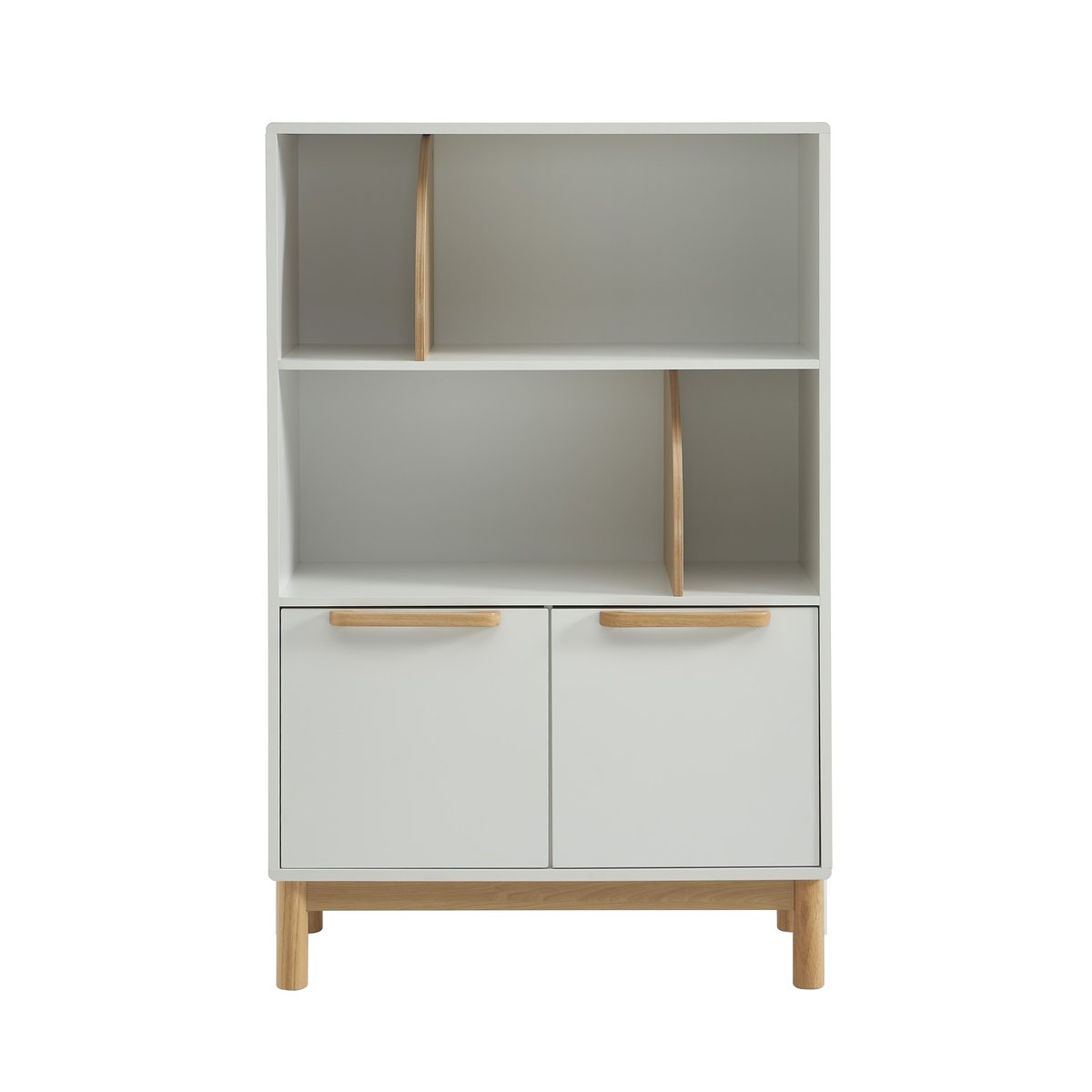 Bibliothèque enfant 2 portes ROME blanc et bois clair, BAÏTA