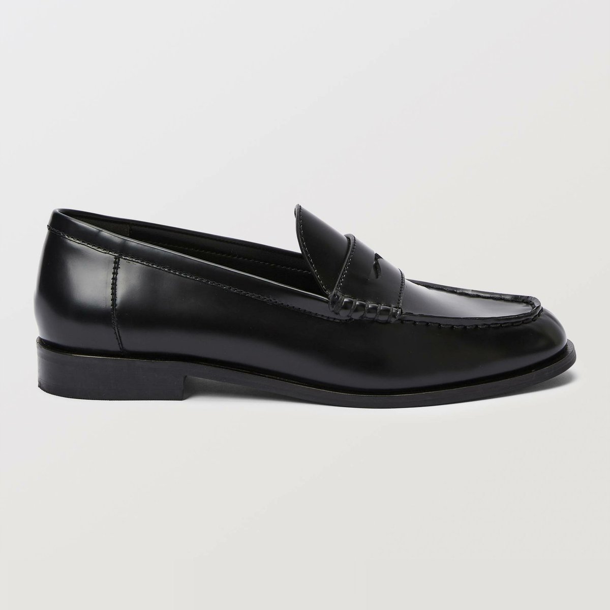 Mocassins en cuir noir, MONOPRIX