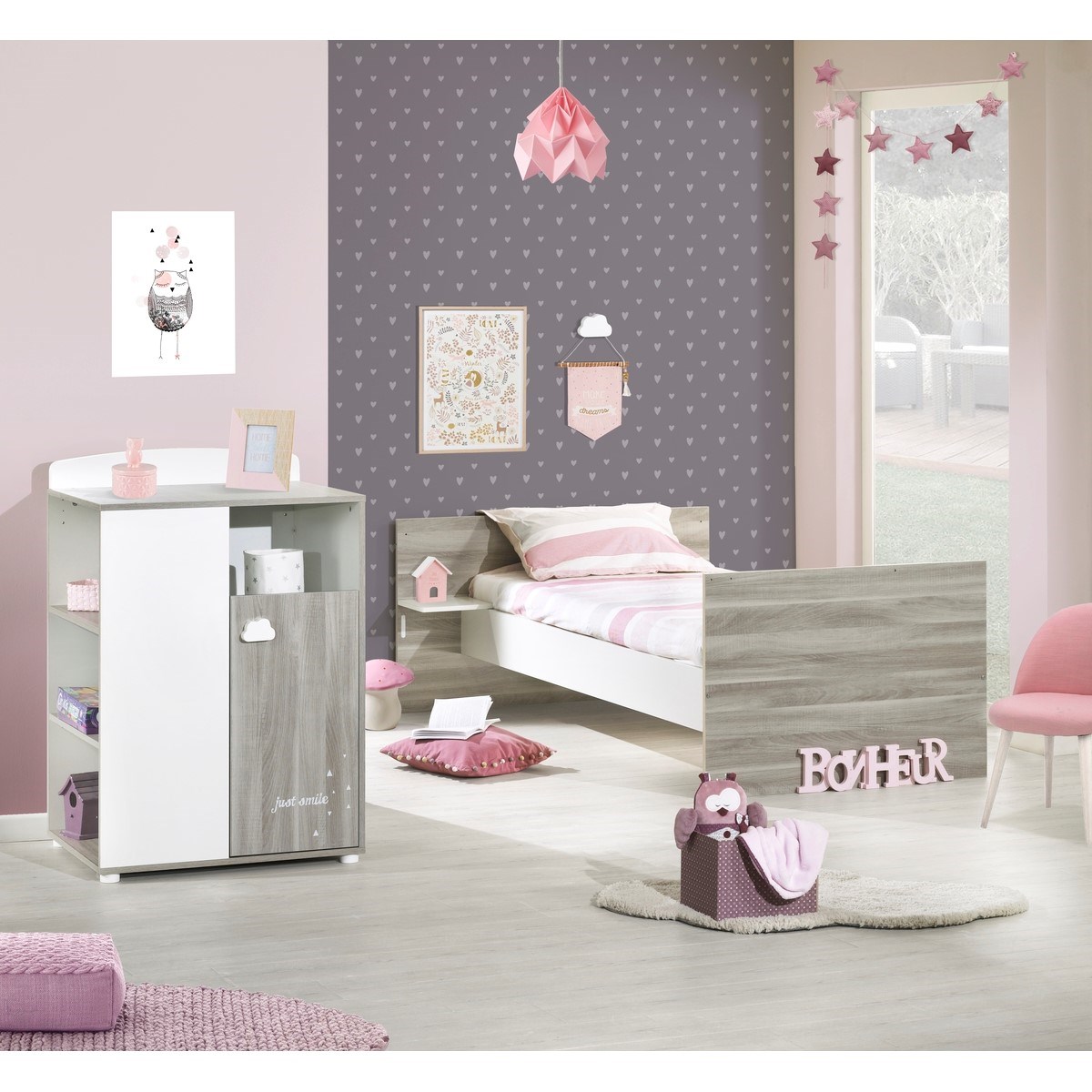 Lit combiné Evolutif en bois gris, BABY PRICE