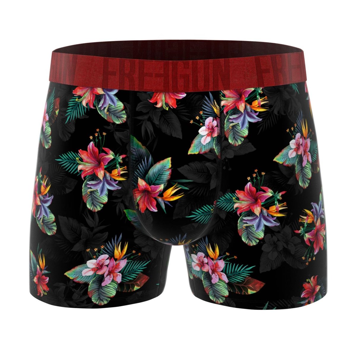 Lot De 3 Boxers Flower kaki/noir/rouge/bleu/jaune, FREEGUN