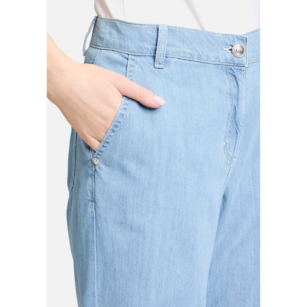 Pantalon casual à bord franc light blue denim, BETTY BARCLAY