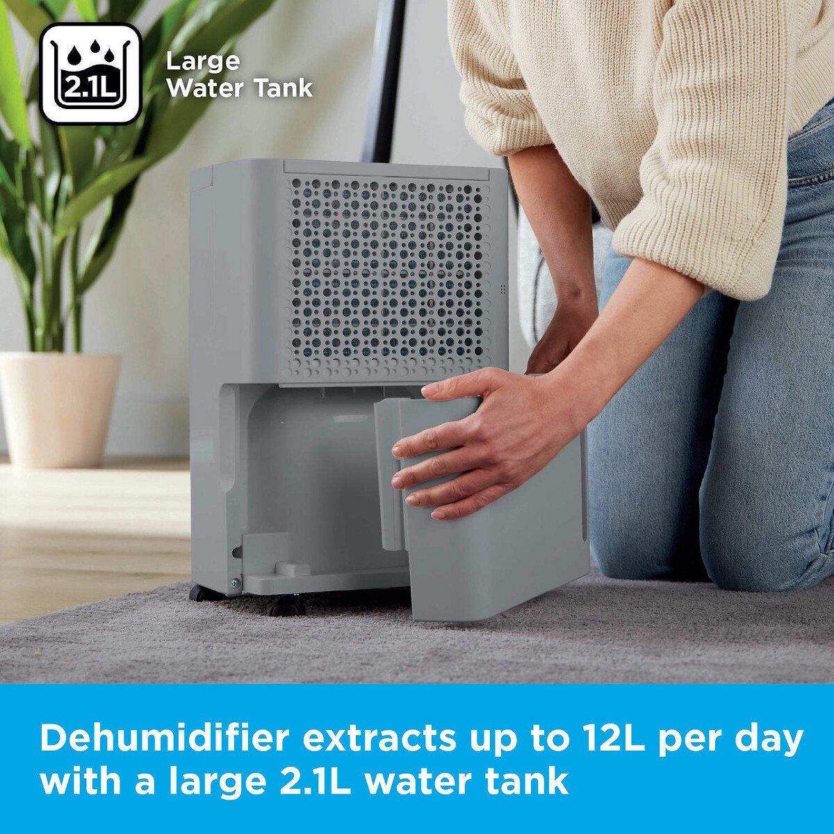 12L Smart Dehumidifier grey, BLACK & DECKER