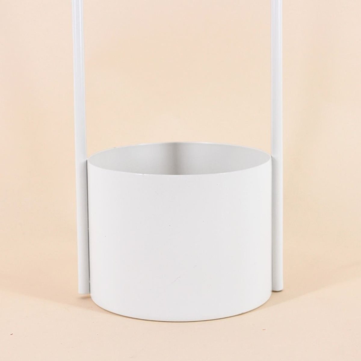 Cache pot en métal anse haute 13x30cm beige, ORNAMI