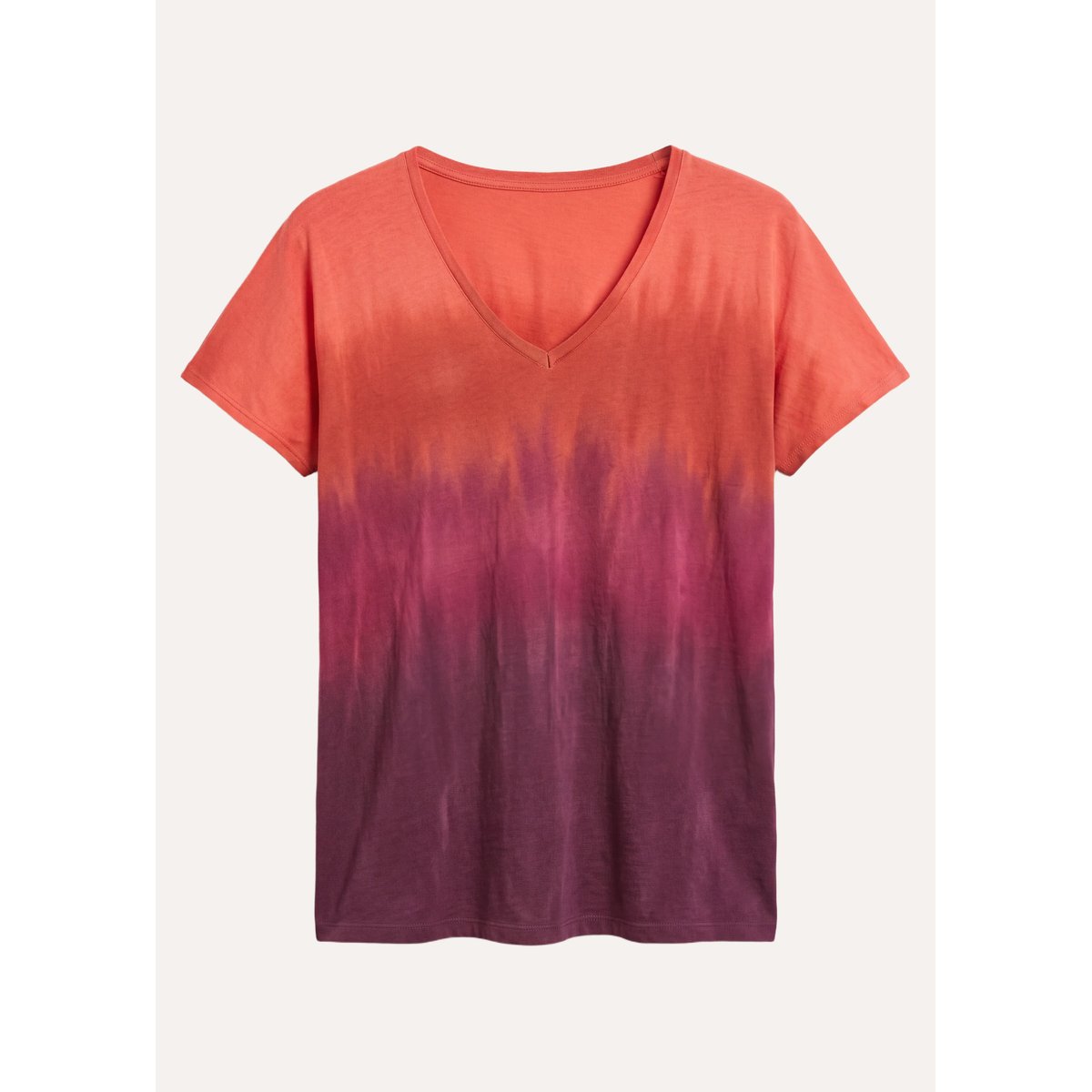 Pull manches courtes tie & dye en coton biologique vin/lipstick, LA FEE MARABOUTEE